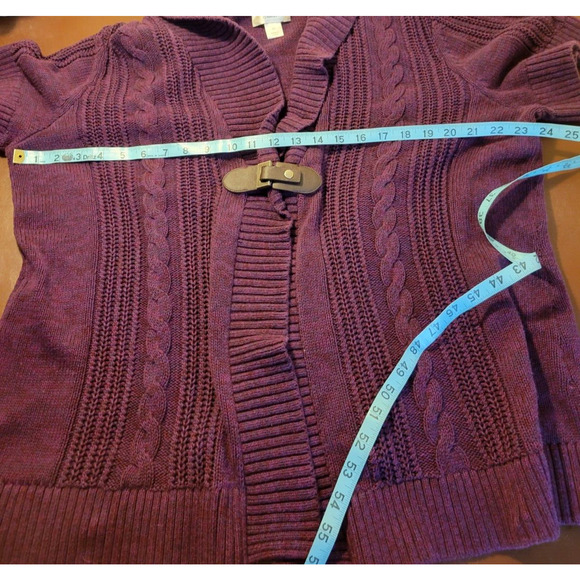 CJ Banks Purple Cable Knit Buckle Detail Cardigan Sweater Women's Plus Size 2X - Picture 4 of 8